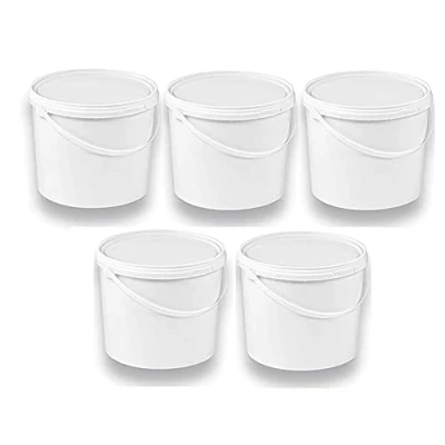 Afbeelding van Silplast 5 stuks 10 liter emmers met wit deksel, melkemmer/opslag, stapelbaar, honingemmer, kunststof emmer voor levensmiddelen, lege meel, wateremmer