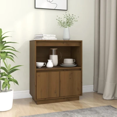 Afbeelding van Dressoir 60x34x75 cm massief grenenhout honingbruin