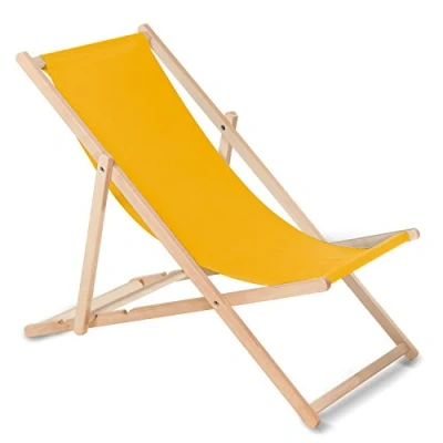 Afbeelding van GreenBlue GB183 strandstoel Houten ligstoel Beukenhout Drie verstelbare rugleuningposities Goud