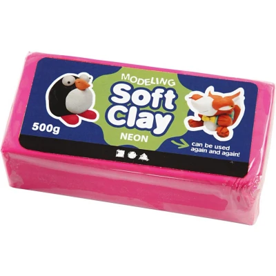 Afbeelding van Creotime Soft Clay afm 13x6x4 cm neon roze 500gr