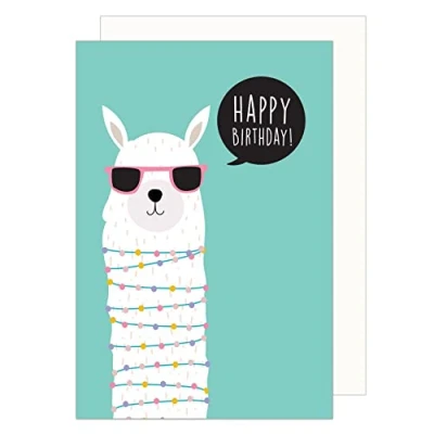 Afbeelding van Edition Seidel Premium verjaardagskaart met envelop Happy Birthday humor man vrouw lama (G3410 SW023)