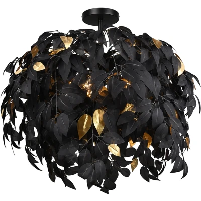 Afbeelding van REALITY LEAVY Plafondlamp Zwart mat excl. 3x E14 28W Plafondbevestiging Patroon bescherming