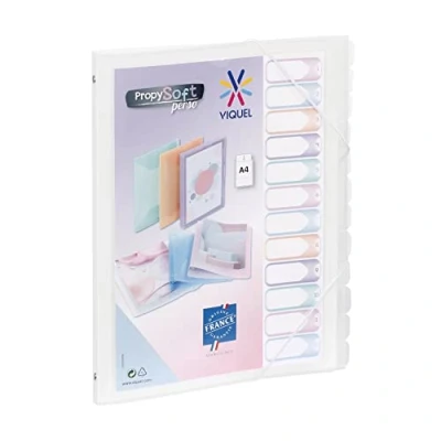 Afbeelding van Viquel Propysoft opbergmap met 12 vakken, A4, personaliseerbaar Elastische sluiting Kleurloos