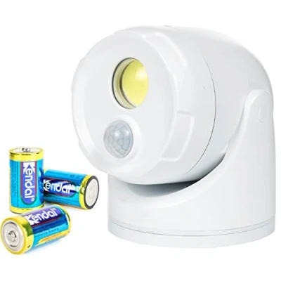 Afbeelding van Northpoint Led schijnwerper op batterijen met bewegingsmelder en grondpen, 5000 K, neutraal wit, 450 lm, geïntegreerde timer, D inbegrepen (wit)