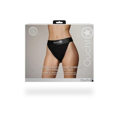 Afbeelding van Shots Ouch! OU831BLKXSS1 Vibrating Strap on Panty Harness Open Back Black XS/S