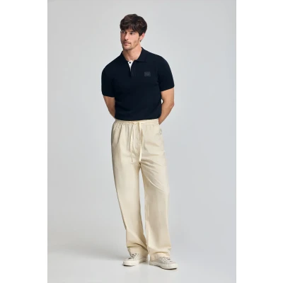 Afbeelding van Beige broek Sunset met elastische tailleband