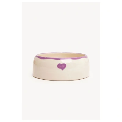 Afbeelding van Dogguo Heart Dogbowl Paars&amp;Beige Hondenvoerbak Ø20x9 cm Grote Honden