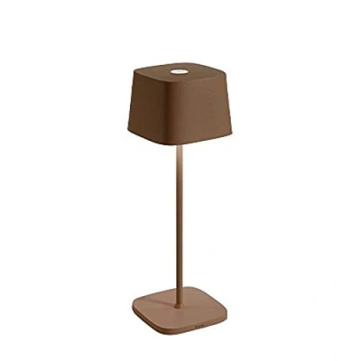 Afbeelding van Zafferano Ofelia Tafellamp Oplaadbare Buitenlamp Roest Bruin Spatwaterdicht (IP65) Bureaulamp Snoerloos Dimbare LED Lamp Draadloos Oplaadstation Terraslamp USB Oplaadbaar 29 cm x Ø10