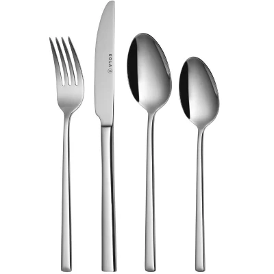 Afbeelding van Sola Bestek Set Luxor 100 Delig Bestekset 12 Persoons Modern Vaatwasserbestendig Zilverwit Premium Edelstaal 18/10 RVS Zilver