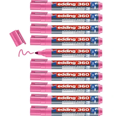 Afbeelding van edding 360 whiteboard markers roze 10 stuks whiteboardstiften 1,5 3 mm ronde punt droog afwisbaar voor whiteboard, flipcharts, prikbord, magneetborden en memoborden schetsen