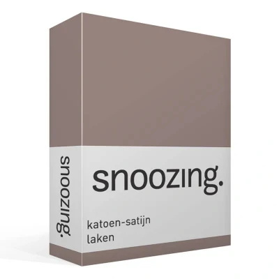 Afbeelding van Snoozing Katoen satijn Laken Lits jumeaux 240x260 cm Taupe