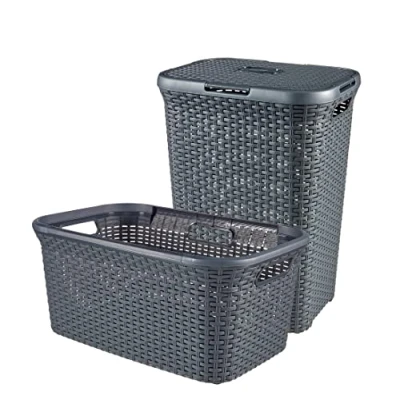 Afbeelding van Curver Style wasmand met deksel 60 l + 45 antraciet
