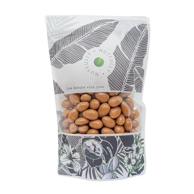 Afbeelding van Amandelen met een chocoladelaagje zeezout en karamelsmaak