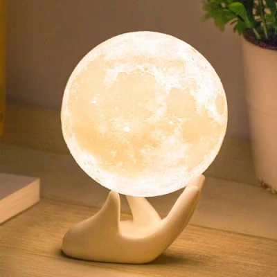 Afbeelding van Maan Lamp Licht Nachtlampje voor Kinderen Geschenk Vrouwen USB Opladen en Touch Control Helderheid Twee Tonen Warm Koel Wit Lunar (9 cm, 3,5 inch)