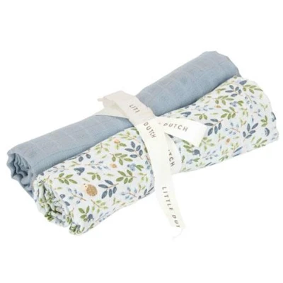 Afbeelding van Little Dutch Swaddle Doek 70x70cm Forest Adventures &amp; Denim Blue 2 pack