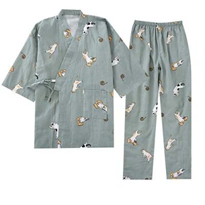 Afbeelding van OWLONLINE Japanse kimono pyjama voor dames, van puur katoen, L, Kleur: 34 L
