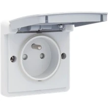 Afbeelding van Niko, Hydro, stopcontact opbouw 16 A/250 Vac met penaarde, kinderveiligheid en insteekklemmen, exclusief opbouwdoos