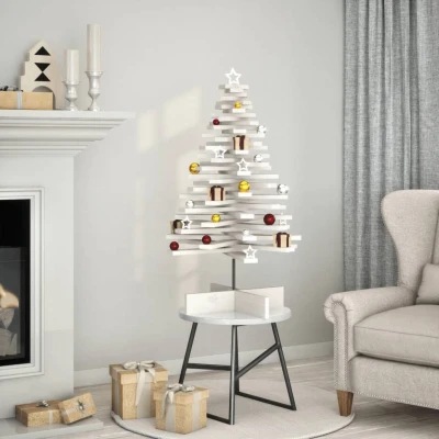 Afbeelding van Kerstdecoratie kerstboom 100 cm massief grenenhout wit
