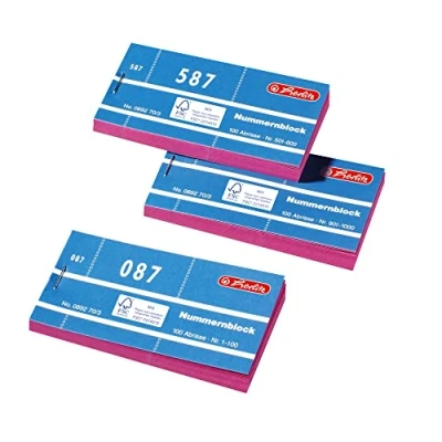 Afbeelding van Herlitz 0892703 cijferblok met 100 cijfers, 10 stuks, willekeurige kleur, 105 x 50 mm