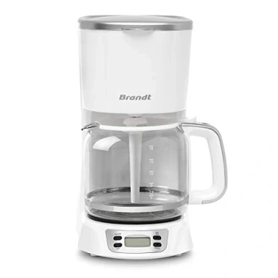 Image de Cafetière filtre programmable 18 tasses 1000w blanc/silver Brandt caf1318es