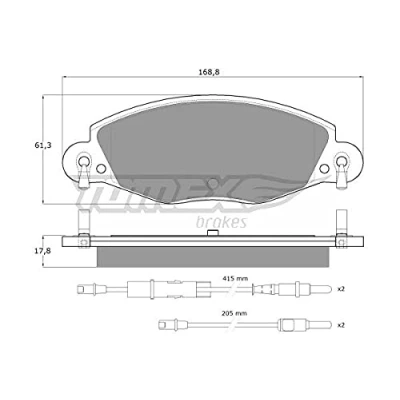 Afbeelding van TOMEX brakes TX 13 32 Remblokkenset Vooras Incl. slijtage waarschuwingscontact Met toebehoren CITROËN: C5 I Hatchback, II Estate