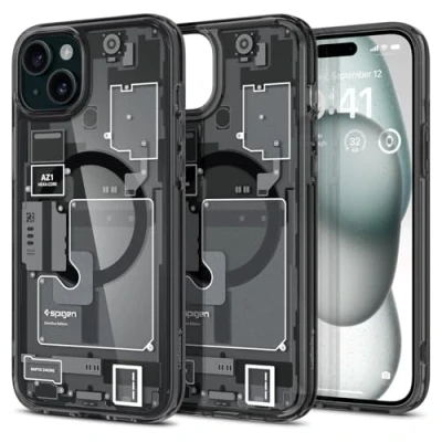 Image de Spigen Ultra Hybrid Zero One MagFit Coque de protection pour téléphone portable compatibilité avec MagSafe polycarbonate, polyuréthanne thermoplastique (TPU) noir Apple iPhone 15 Plus