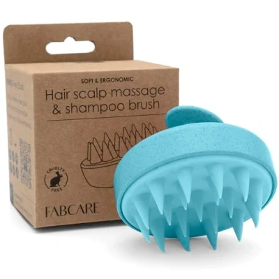 Afbeelding van Fabcare Hoofdhuidmassageborstel, hoofdmassage en haargroei voor alle haartypes, tarwestro siliconen, turquoise