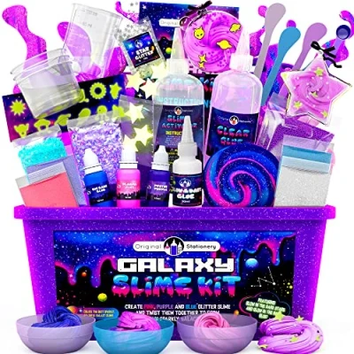 Afbeelding van Original Stationery Galaxy Slime voor kinderen, meisjes, jongens, set met Glow in The Dark lijm en sterren slijm, glanzend galactisch