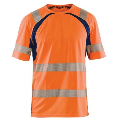 Image de T shirt anti UV haute visibilité orange fluorescent/marine