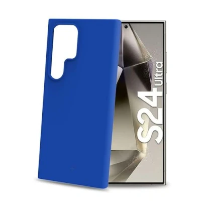 Afbeelding van Celly Cromo Siliconen hoesje Geschikt voor Samsung Galaxy S24 Ultra TPU Back Cover Microfiber Blauw