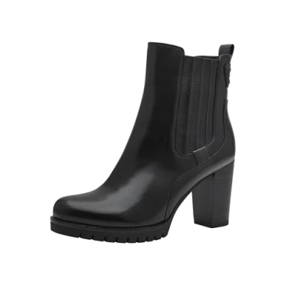 Afbeelding van Marco Tozzi Enkellaarsjes met hoge hak, Dames, Maat: 39, Black comb Leer/ synthetisch