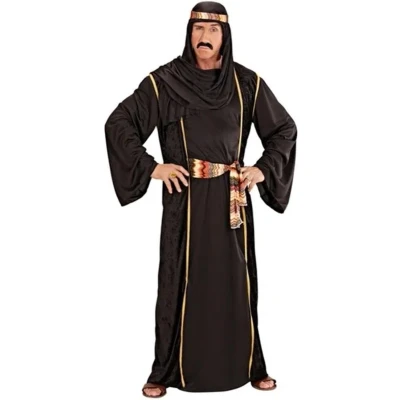 Afbeelding van Widmann 1001 Nacht &amp; Arabisch Midden Oosten Kostuum Zeer Rijke Olie Sjeik Man Zwart Large Carnavalskleding Verkleedkleding
