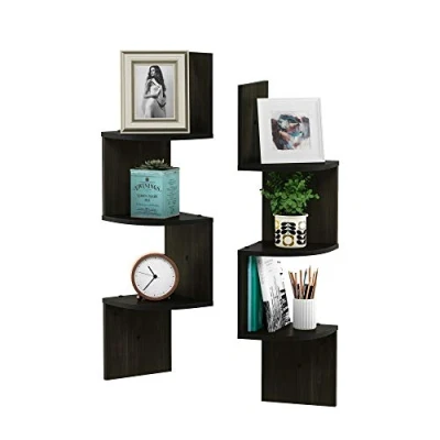 Afbeelding van Furinno Rossi Wandrek met 5 etages, espresso hout, 19,81 x 123,95 cm