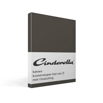 Afbeelding van Cinderella Weekend Kussensloop Met Rits Set van 2 Kussenslopen Katoen 40x80 cm Antraciet