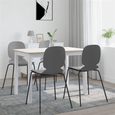 Image de vidaXL Table à manger Blanc et marron 114x71x75 cm Bois d&#039;hévéa massif247363