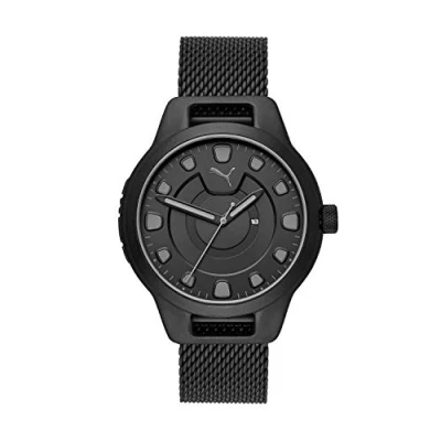 Afbeelding van Puma Reset Watch voor heren, kwartsuurwerk met PU armband, siliconen, leer of roestvrij staal, zwart., Riem