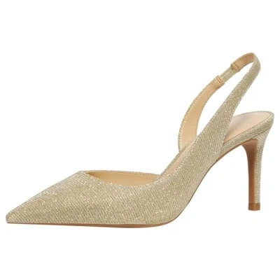 Afbeelding van Michael Kors Alina FLEX Sling Hoge hakken, Dames, Maat: 37, Pale gold Textiel