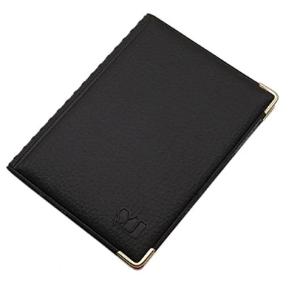 Afbeelding van myledershop MJ Design Germany Exclusieve ID kaart / creditcardhoes met metalen beschermhoeken 4 compartimenten Made in EU Designs, 3 zwart, Modern