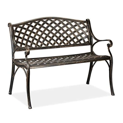Afbeelding van tuinbank aluminium 2 zits metaal 82 x 102 60 cm