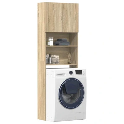 Afbeelding van Wasmachinekast 64x24x190 cm bewerkt hout en sonoma eikenkleurig