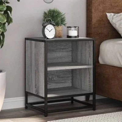 Image de vidaXL Tables de chevet 2 pcs sonoma gris bois d&#039;ingénierie et métal848706