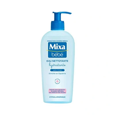 Image de Mixa Bébé Eau Nettoyante Hydratante Sans Rincer Peaux Délicates Nourrissons Tolérance Optimale Enrichie en Glycérine Hypoallergénique 250 ml