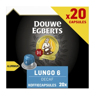 Afbeelding van 5 stuks Douwe Egberts Lungo Decaf 20 cups 500 g