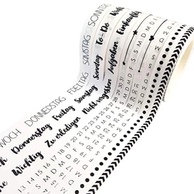 Afbeelding van 9 Washi tape voor je bullet journal handlettering weekplanner en dagen eenvoudig te plakken to do taken boodschappenlijst ideaal beginners professionals