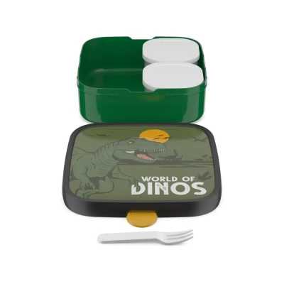 Afbeelding van Mepal bento lunchbox groot Campus 2x 200 + 1250 ml Inclusief 2 uitneembare lekdichte bentobakjes &amp; vorkje Dino