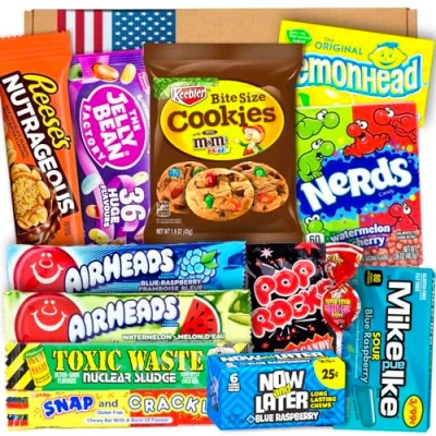 Image de Candy &amp; Bar ® Boîte pleine de friandises originales des USA, pour anniversaire, fête, pâques, coffret cadeau