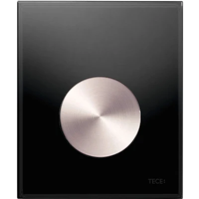 Afbeelding van Tece loop urinoir bedieningsplaat glas zwart, toets geborsteld rvs