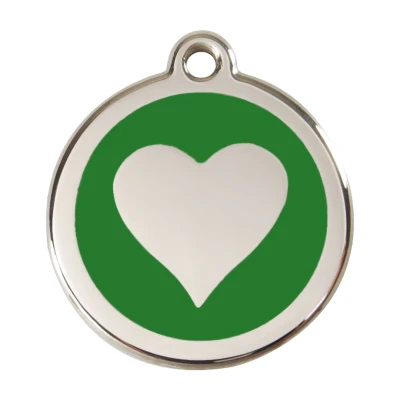 Afbeelding van Heart Green roestvrijstalen hondenpenning large/groot dia. 3,8 cm RedDingo