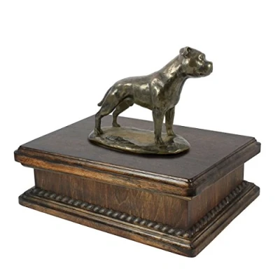 Afbeelding van Elegante urn hond voor Staffordshire Bull Terrier as, met hondensculptuur