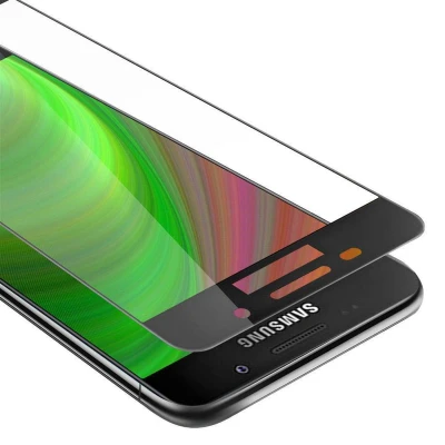 Afbeelding van Cadorabo Screenprotector geschikt voor Samsung Galaxy A3 2016 Volledig scherm pantserfolie Beschermfolie in TRANSPARANT met ZWART Gehard (Tempered) display beschermglas 9H hardheid 3D Touch